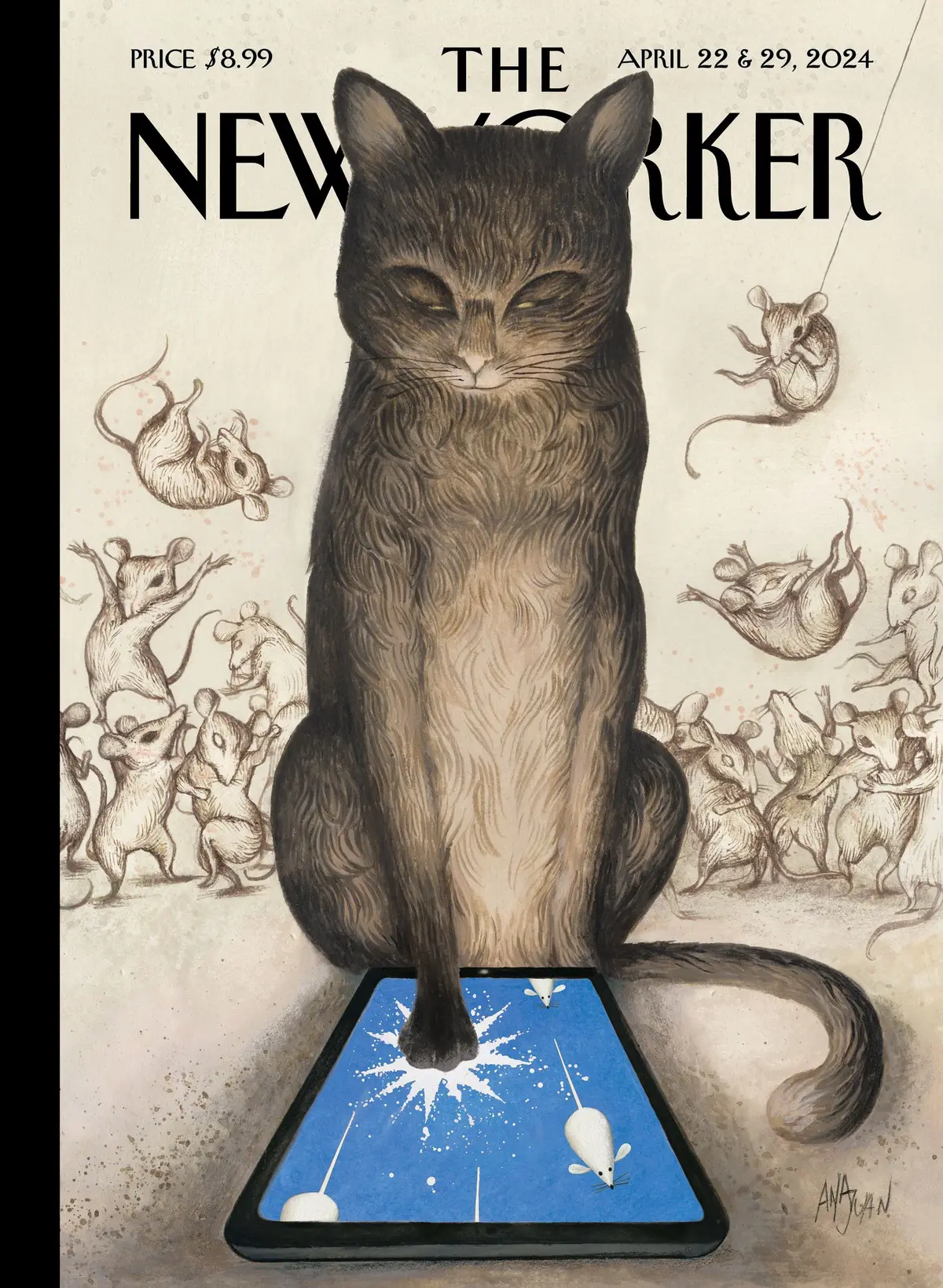 Обложка The New Yorker, 22 апреля 2024: Кликбейт, художник Ана Хуан