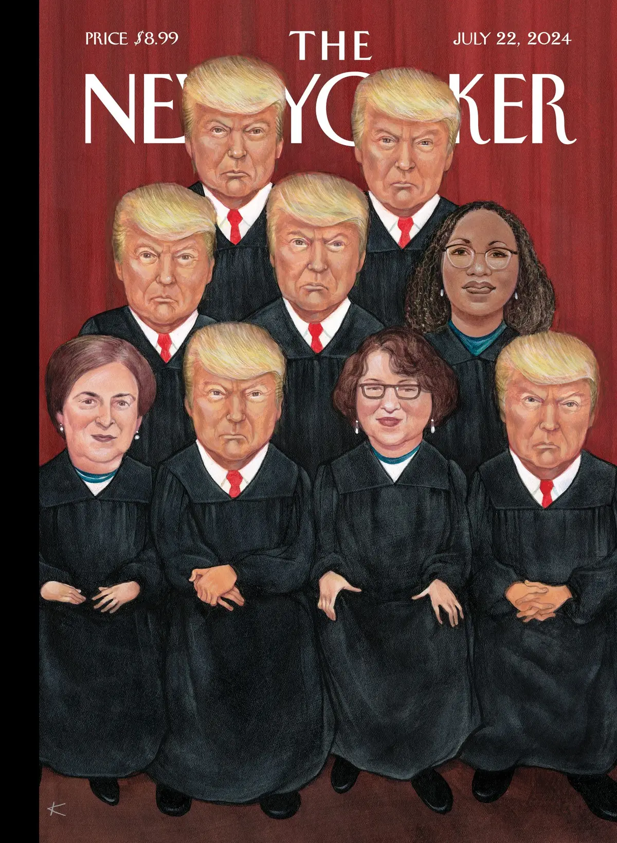 Обложка The New Yorker, 22 июля 2024: Лицо правосудия, художник Анита Кунц