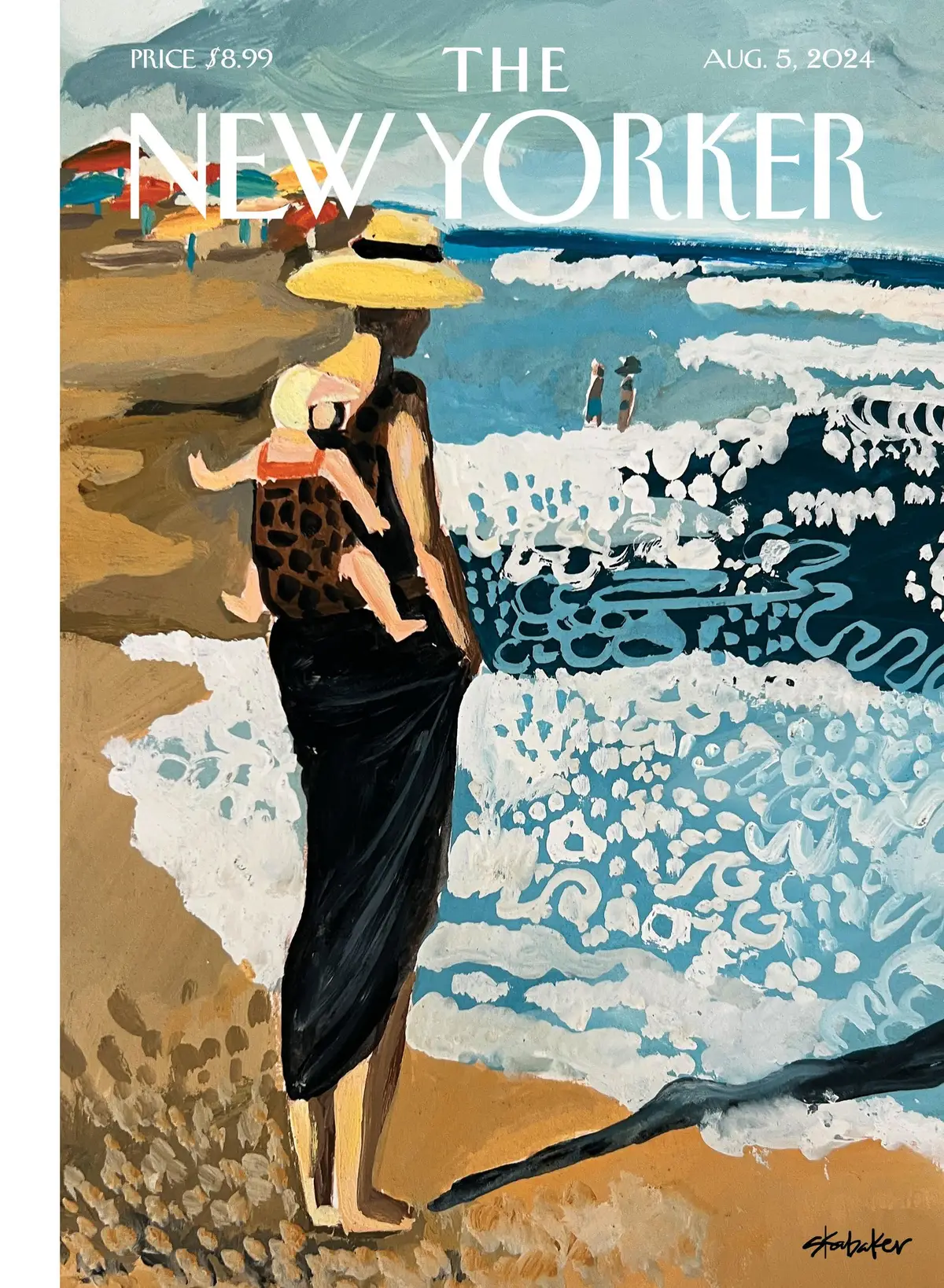 Обложка The New Yorker, 5 августа 2024: Прогулка по пляжу, художник Гейл Кабакер