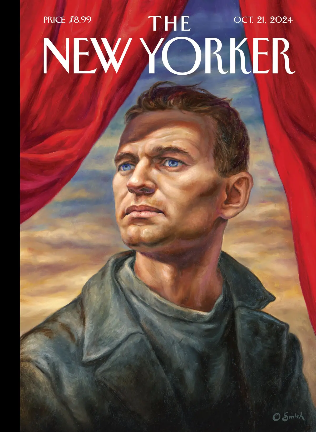 Обложка The New Yorker, 21 октября 2024: Алексей Навальный, художник Оуэн Смит
