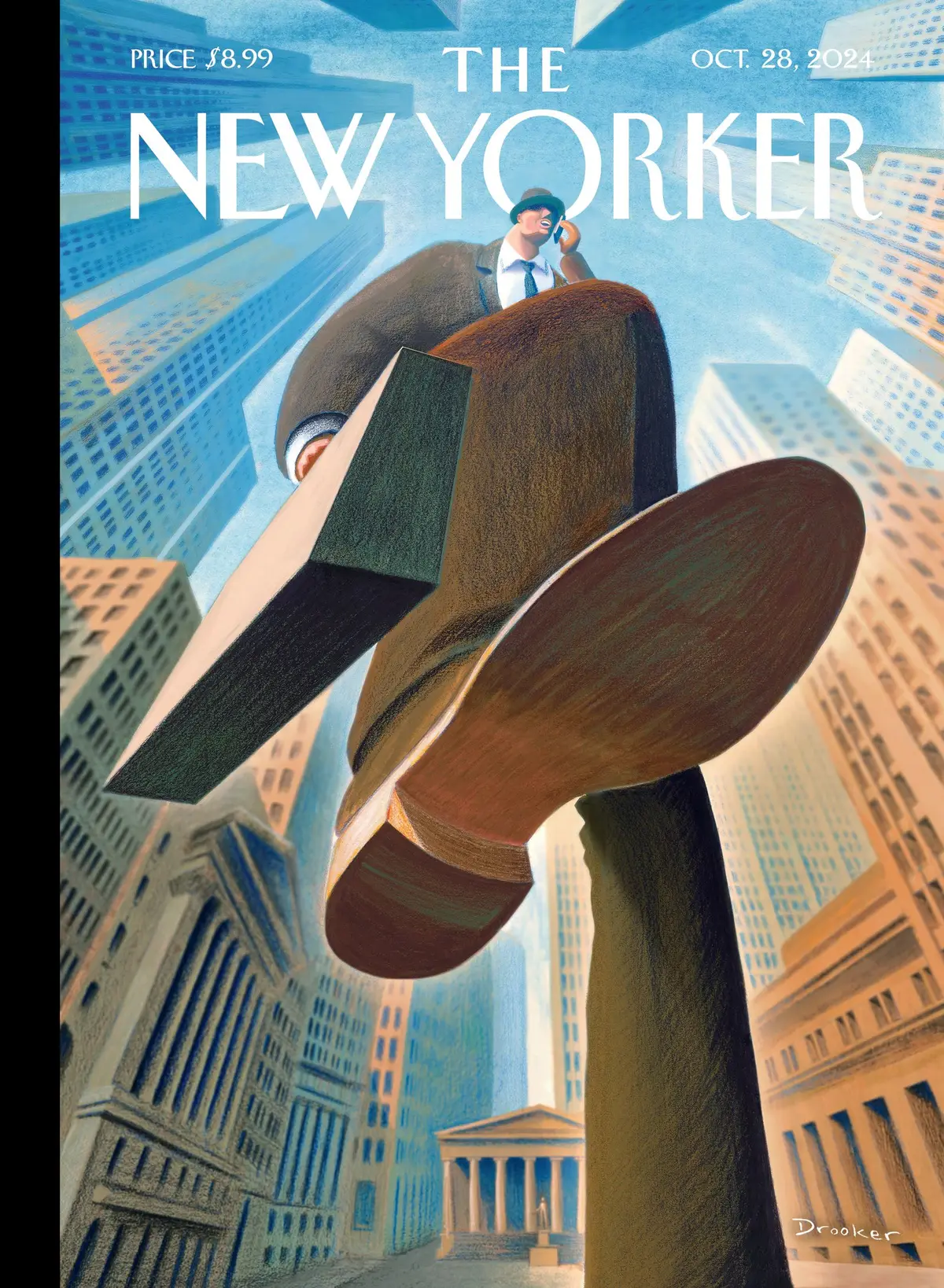 Обложка The New Yorker, 28 октября 2024: Сокрушительное богатство, художник Эрик Друкер