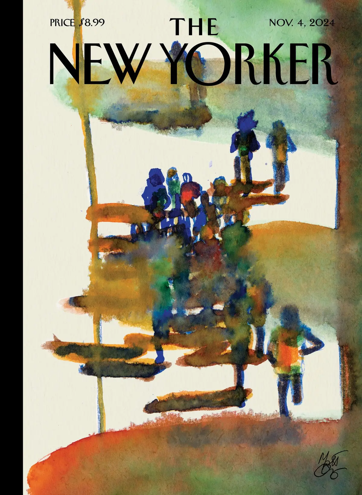 Обложка The New Yorker, 4 ноября 2024: Шаги, художник Лоренцо Маттотти