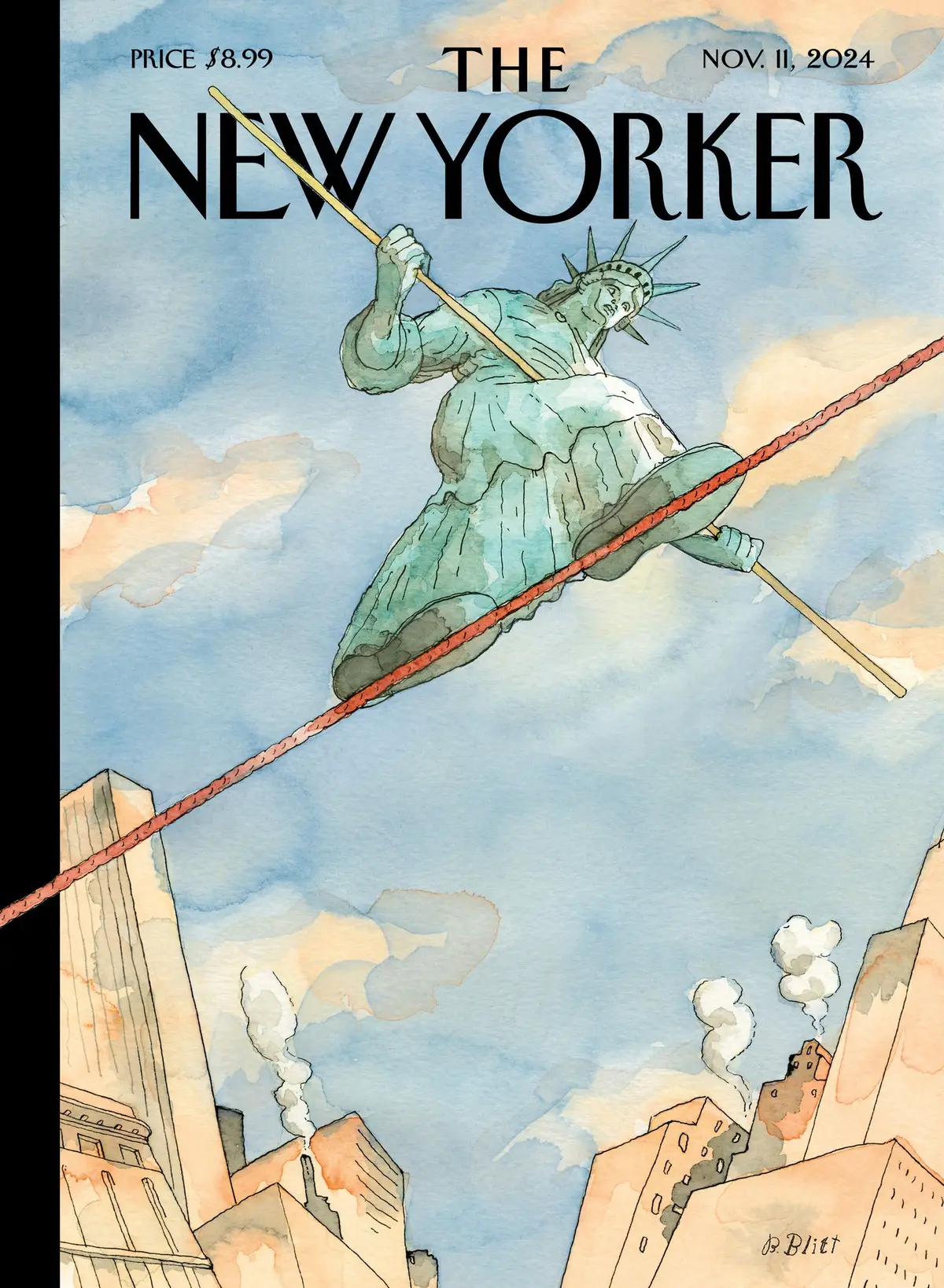 Обложка The New Yorker, 11 ноября 2024: Канат, художник Барри Блитт