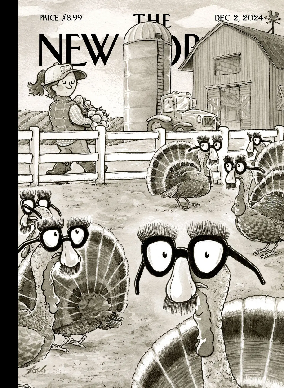 Обложка The New Yorker, 2 декабря 2024: Инкогнито, художник Том Торо