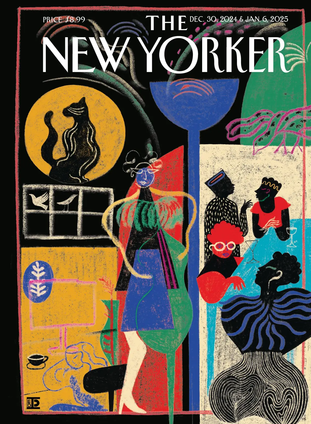 Обложка The New Yorker, 30 декабря 2024: Полночные мгновения, художник Диана Эхайта