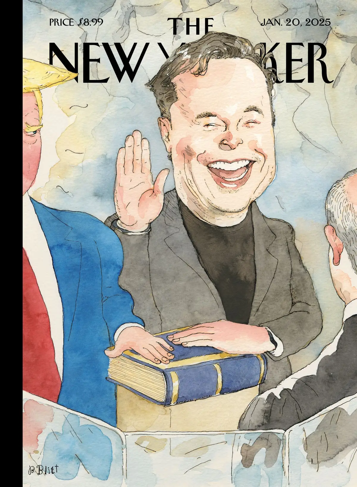 Обложка The New Yorker, 20 января 2025: Вдвоём тесно, художник Барри Блитт