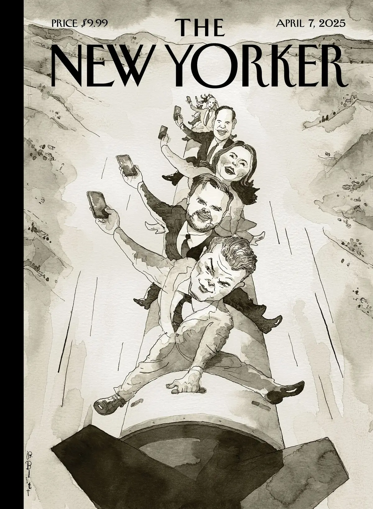 Обложка The New Yorker, 7 апреля 2025: Предоставленные сами себе, художник Барри Блитт