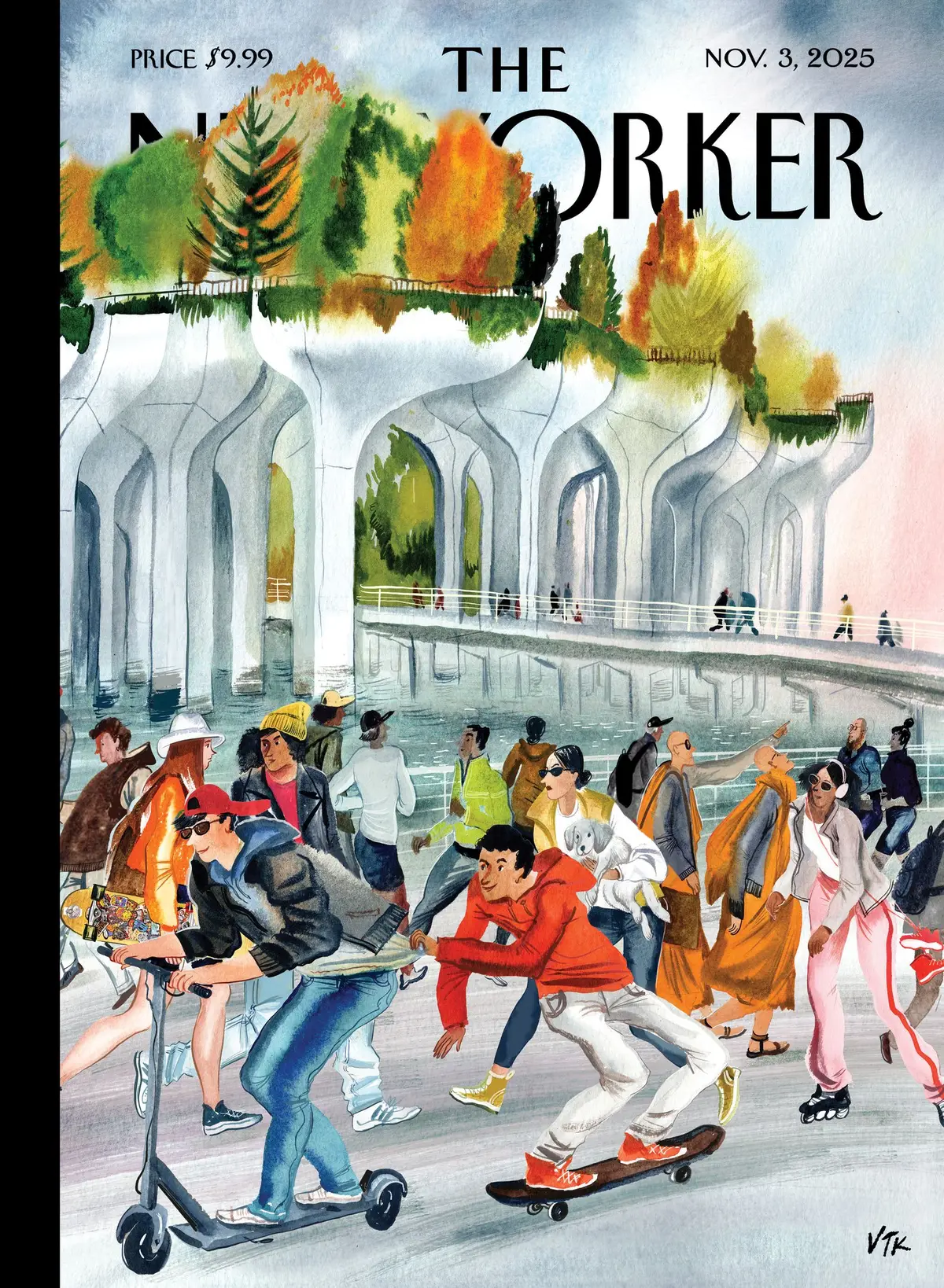 Обложка The New Yorker, 3 ноября 2025: Мчась сквозь осень, художник Виктория Тентлер-Крылова