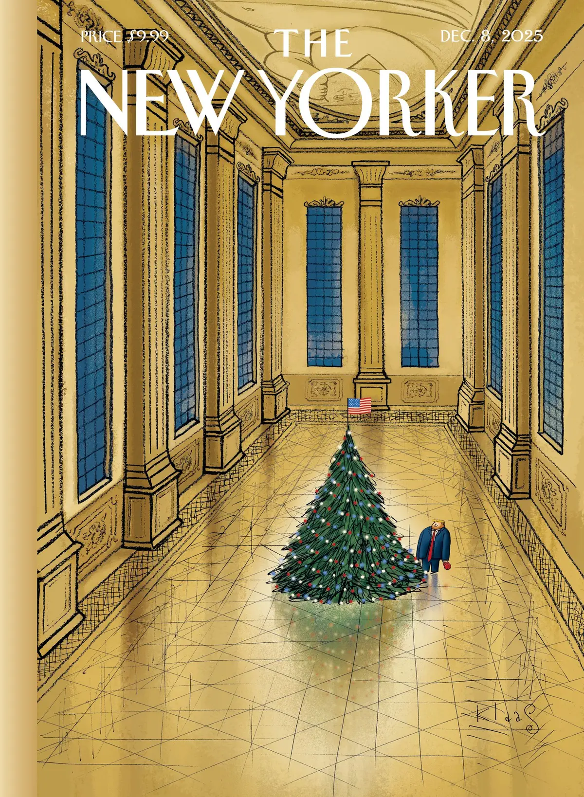Обложка The New Yorker, 8 декабря 2025: Золотой Белый дом, художник Клас Верпланке