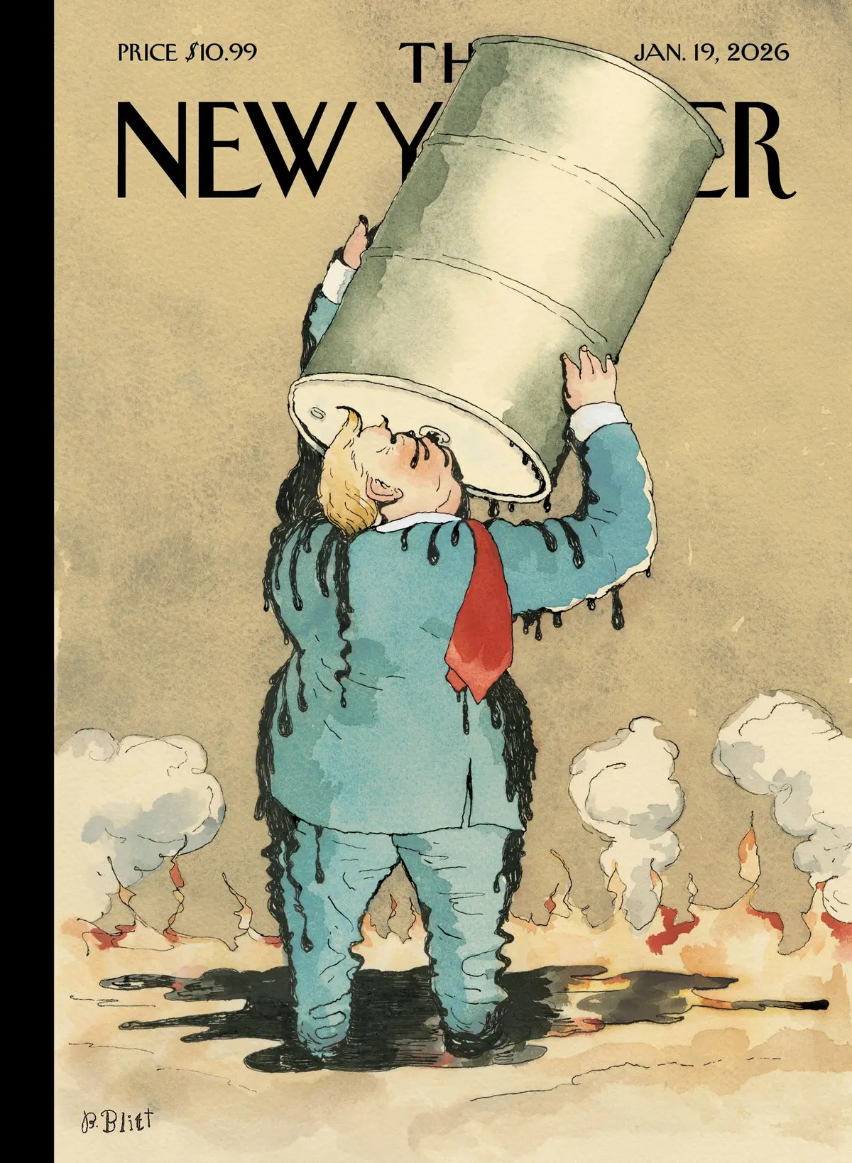 Обложка The New Yorker, 19 января 2026: Обжора, художник Барри Блитт