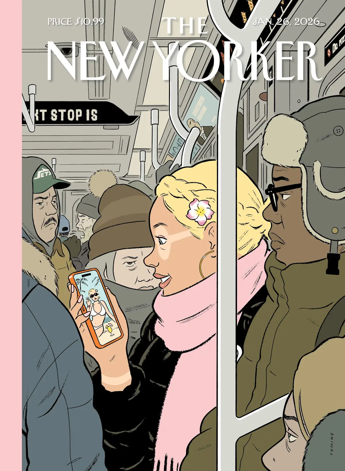 Обложка The New Yorker, 26 января 2026: После отпуска, художник Эдриан Томине