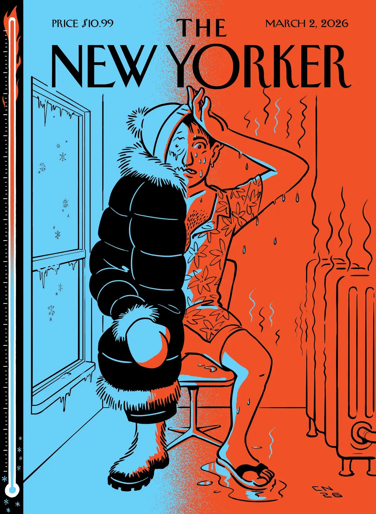 Обложка The New Yorker, 2 марта 2026: Зимние качели, художник Кристоф Ниман