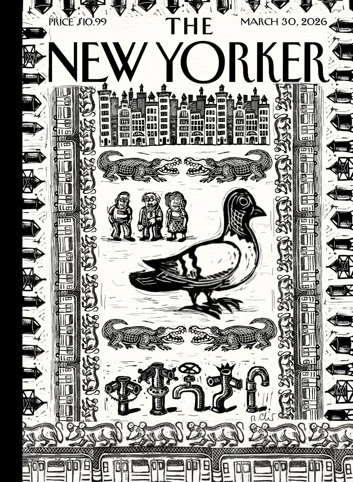 Обложка The New Yorker, 30 марта 2026: Городские звери, художник Роз Част