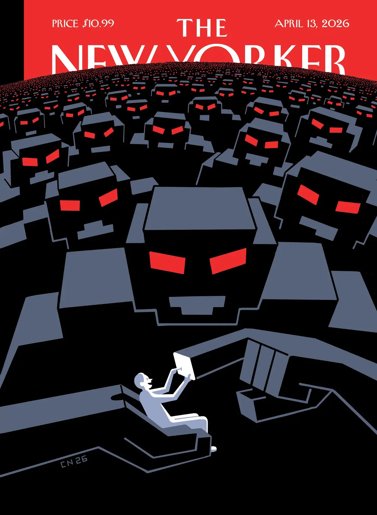 Обложка The New Yorker, 13 апреля 2026: Новые горизонты, художник Кристоф Ниман