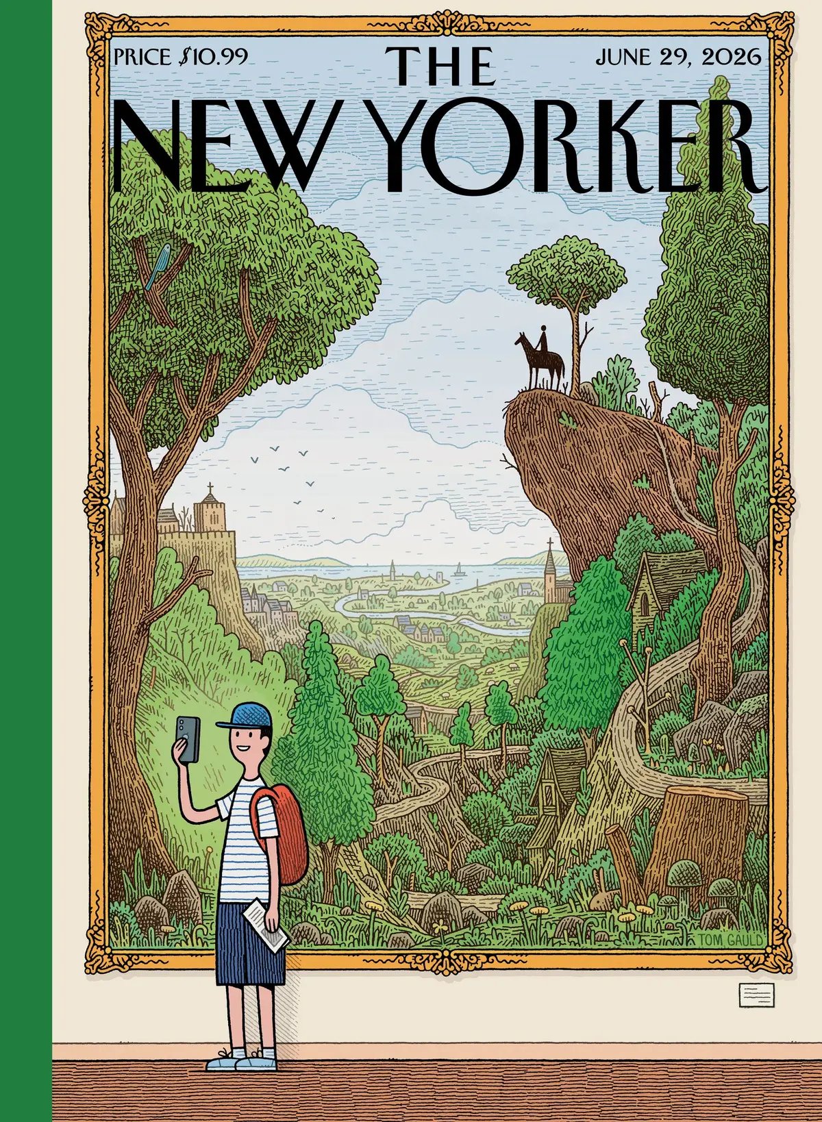 Обложка The New Yorker, 29 июня 2026: Пейзажный портрет, художник Том Голд