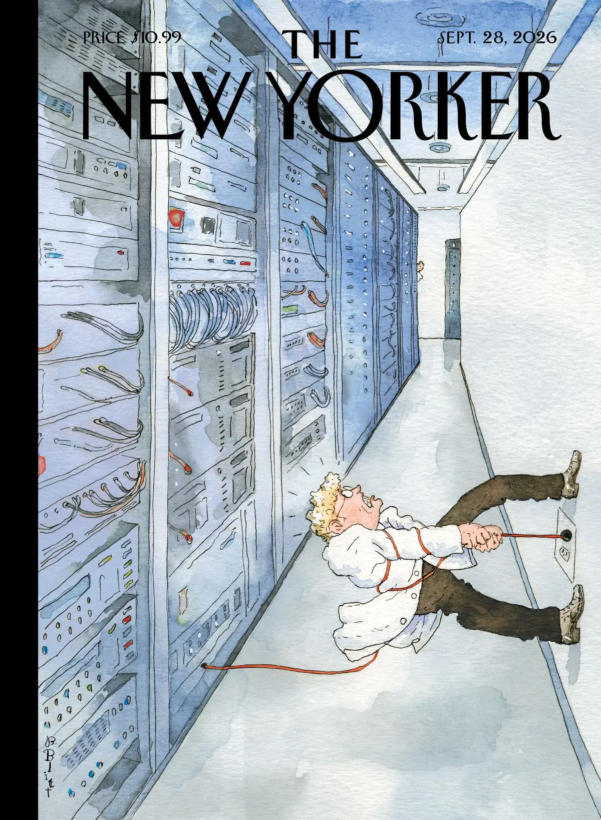 Обложка The New Yorker, 28 сентября 2026: Выдернуть вилку, художник Барри Блитт